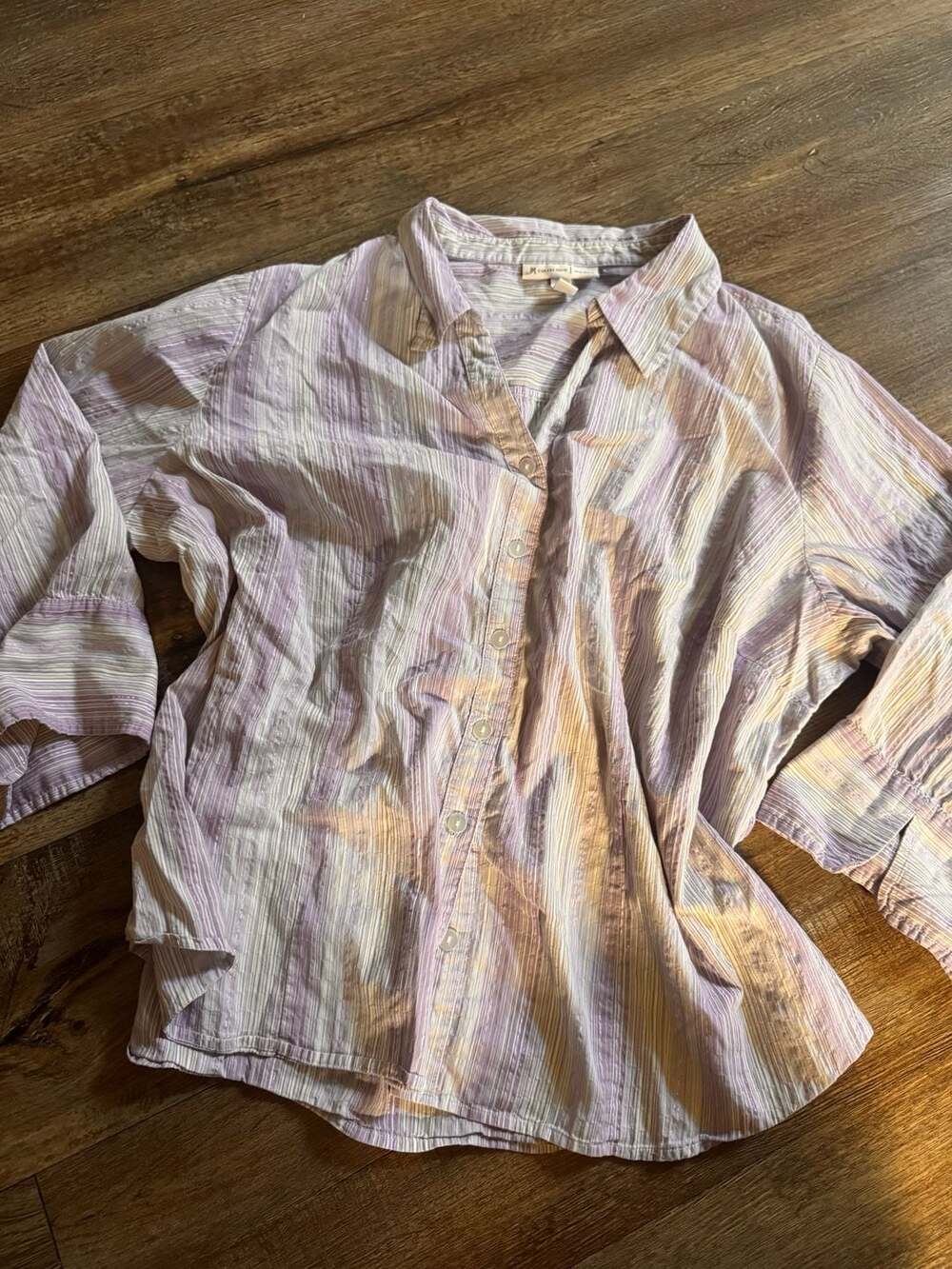 JM Collection Button Down Shirt Size 20W Purple Striped